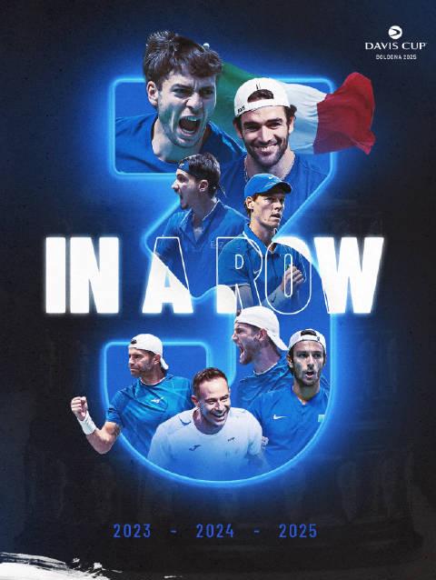 意大利隊戴维斯杯三連冠創歷史，貝雷蒂尼單打十連勝驚艷全場